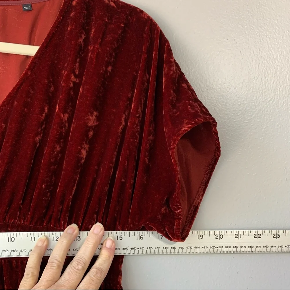 Cabi #3696 rust Empire Grace Tribute crushed velvet velour hi-low dress. Size‎ S - Picture 5 of 8